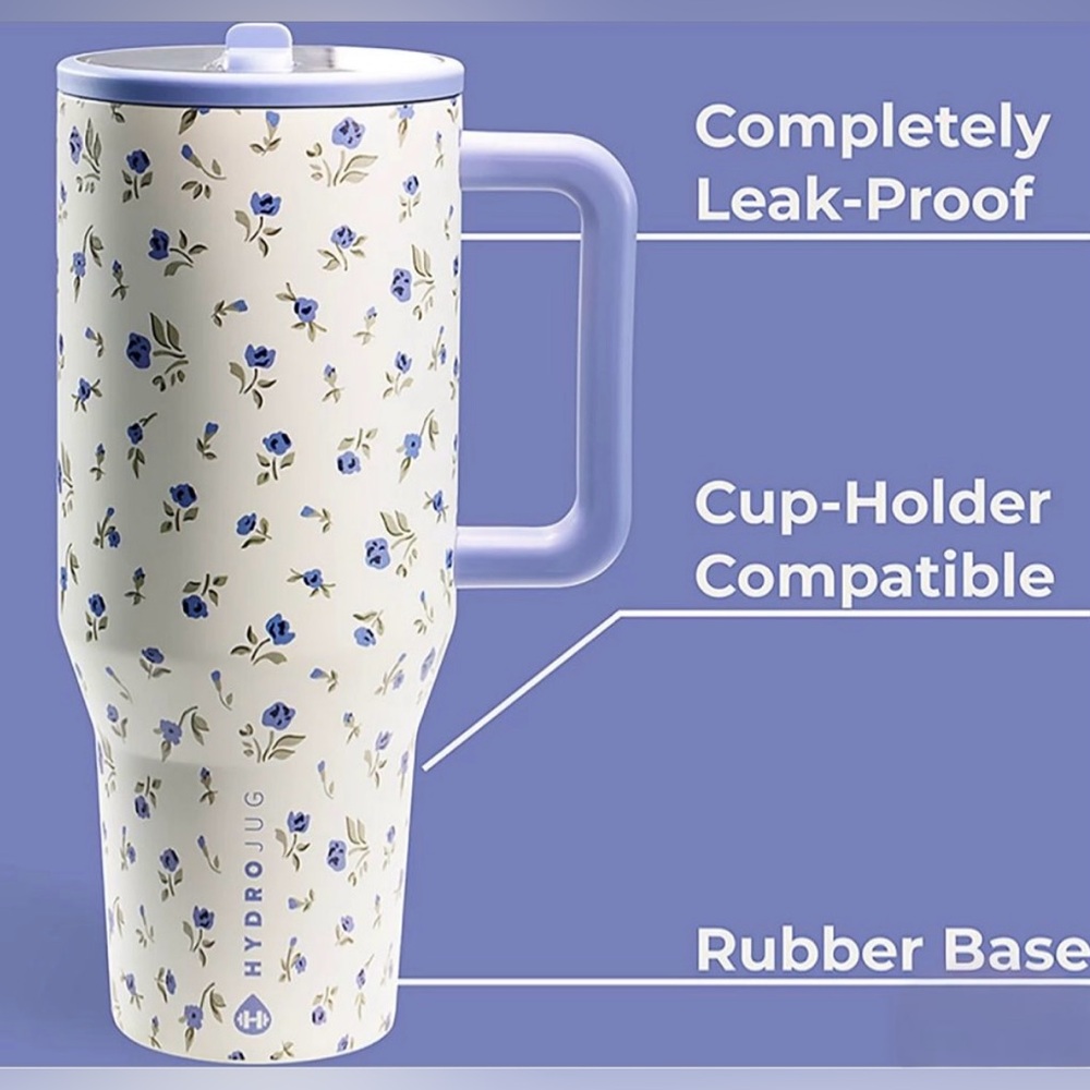 HydroJug Indigo Blossom Print 40oz Traveler Tumbler NWT - Picture 5 of 6
